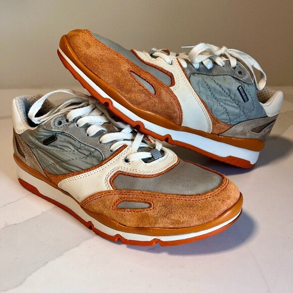 Geox Respira Sandro ABX Suede and Nylon Sneakers Orange Amphibiox Size 7 - Picture 1 of 16